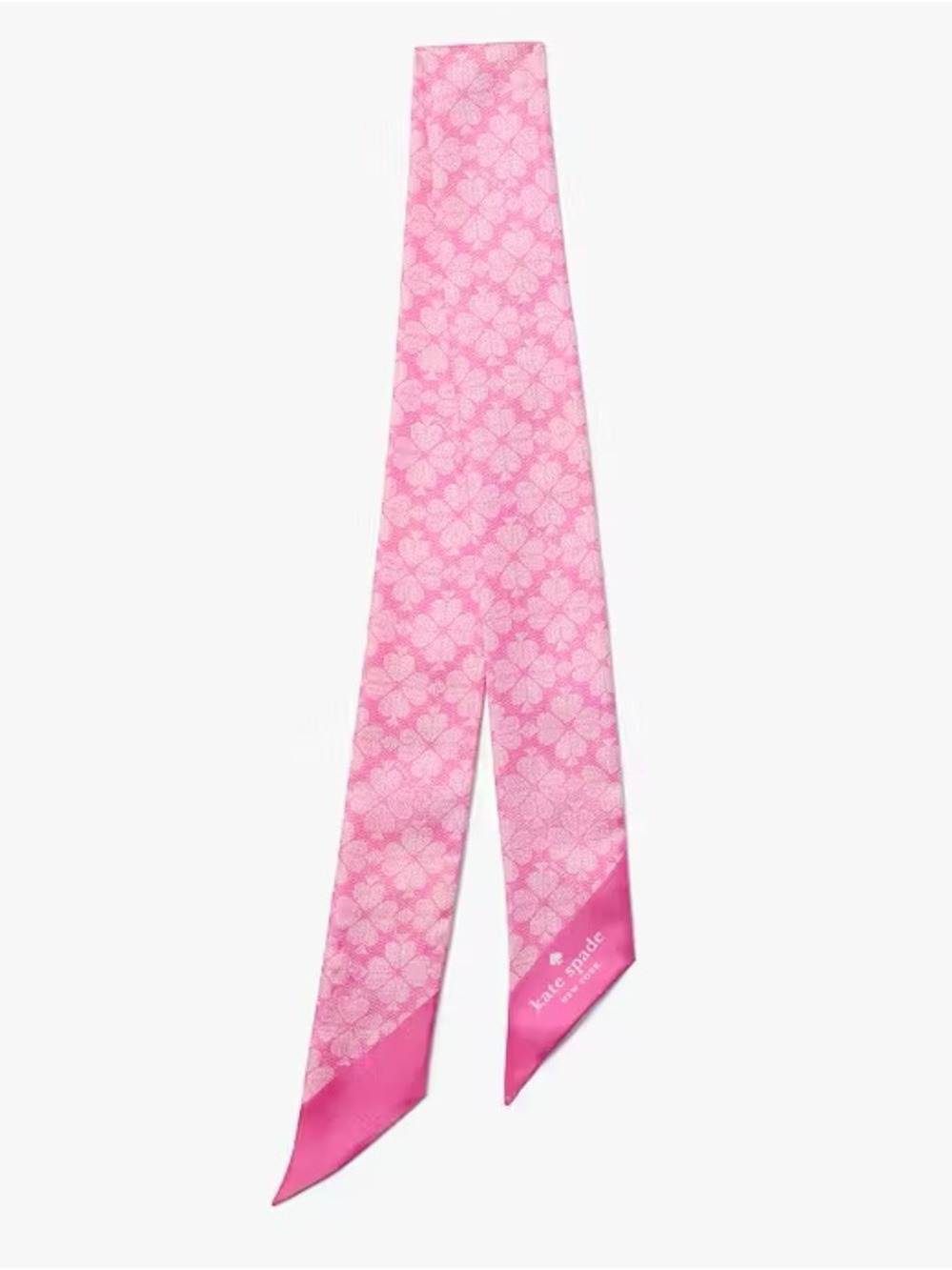 ♠️Kate Spade Flower Printed Silk Skinny Scarf, Parisian Rose Pink NEW NWT